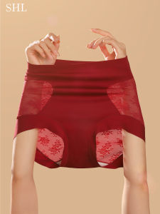Red High-Waist Womens Underwear Pure Cotton Silk Antibacterial Tummy Control Butt Lifting Comfortable Triangle Panties