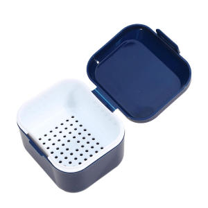 กล่องใส่รีเทนเนอร์แบบพกพา กล่องใส่ฟันปลอม กล่องทำความสะอาดช่องปาก กล่องเก็บฟันปลอม กล่องใส่เครื่องมือจัดฟันแบบสองชั้น