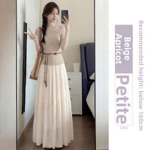 YAYANGREN | White New Summer High Waist A-line Long Pleated Flared Skirt