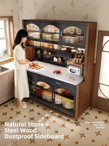 MEISD | Storage Shelf for Kitchen Steel and Wood Rock Plate