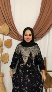 Batik Muslim88 - (S M L XL XXL) Terbaru Gamis twill rayon super premium batik cap Abstrak pekalongan - Homey Kolase Home Dress