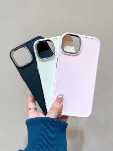 Casing iphone 11 13 Telepon Plating Square Mewah Kompatibel Untuk IPhone 11 15 13 14 11 12 Pro Max 7Plus XR 8Plus X XS MAX 7 8 Plus Warna Solid Silicon Soft Full Protective Cover
