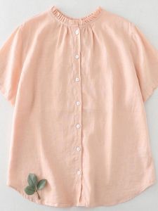 Big Sale: Japanese Lace Collar & Short-Sleeved Cotton Linen Shirts