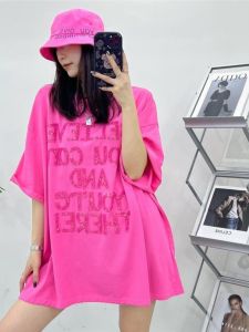 Extra Large Size 300 Pounds Loose Mid-Length Butt Covering Half Sleeve T-Shirt European Heavyweight Pure Cotton Five-Quarter Short Sleeve Top