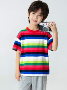 Summer New Style Kids T-shirt Letter Print round Neck Short Sleeve Boy Girl Cotton Casual Top Fashionable And Comfortable