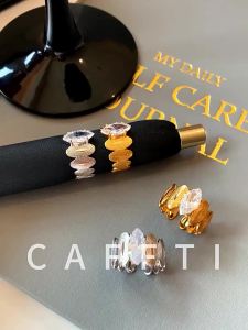 CAFFTI | Flashing Marquise Cut Zircon Open Adjustable Finger Ring for Ladies Unique Design Delicate Layering Light Luxury