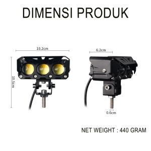 lampu tembak sorot D2 D3 SQL 3 mata 2 warna putih kuning dc 12 -80 volt motor mobil truk dan bus