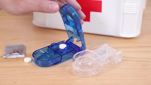 🇸🇬 2 in 1 Mini Pill Cutter with Storage Case | For Big Large Small Medicine Pills Tablet Box Cute Organizer Organiser Container Pet Medication Travel Essentials Holder Splitter Portable Quarter Cut Split Air Tight Weekly Daily Halve Divider First Aid