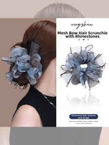 NING ZHOU | Blue Net Bow Hair Accessory