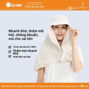 UV100 | Mũ Nón Bảo Vệ UV Chất Xơ Bạc Andnh Rộng