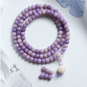 Carved White Jade Lotus Seed Buddha Beads Bracelet for Women 108 Beads Violet Root Lotus Flower Meditation Prayer Bracelet
