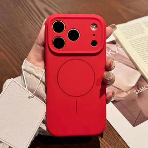 Fashion Bright Lucky Red Liquid Silicone Magnetic Case For iPhone Air 17 16 15 14 Pro Max Plus For Magsafe Candy Matte Cover