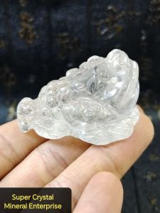 Natural Precious Brazil White Quartz Crystal Toad Carved Ornament WTO01 #WhiteCrystal