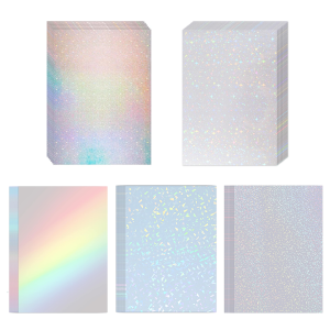 20 Sheets A4 Holographic Cold Laminating Film Clear Self-Adhesive Vinyl Sticker 8.3x11.7 Inch Waterproof 5 Styles
