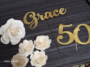 cake decoration set name age  and flowers