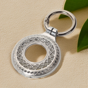 Meander Pattern Metal Protective Case for AirTag & Moto tagKeychain Holders for Air Tags Key Ring Luggage Backpack