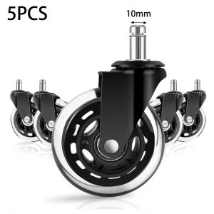 Office Chair Caster Wheels Set of 5 Heavy Duty & Safe for All Floors Including Hardwood 3" Rubber Replacement for Desk Floor