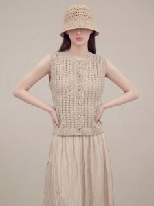 GULILI | Unique Beautiful Summer OOTD Set Knit Hollow Vest Pleated Skirt