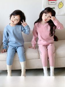 Thickened Fleece Warmth Childrens Underwear Set Home Clothes Base Layer Inner Wear for Boys And Girls Baby Clothes Set