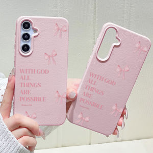 Phone Case for Samsung Galaxy S26 S25 S23 Ultra S24 FE A57 A56 A55 A54 A53 5G A07 A06 A15 4G Cases Pink Minimalist Bows Fundas