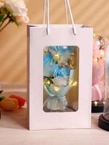 LED Light Rose in Glass Dome on Wooden Base Artificial Flower Lamp Galaxy Rose Valentines Gifts