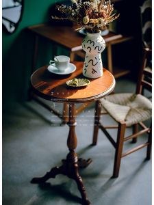 Zoring Park Original Design Solid White Basswood American Retro round Side Table Wood Grain Coffee Table Luxury Quality