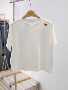 Custom Embroidered Cartoon Dog Short Loose T-Shirt