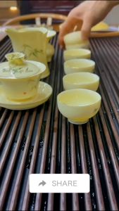 Bộ Ấm Chén Sứ Đức Hóa Cao Cấp Hoa Tiết Trúc – Kèm hộp quà sang trọng đồ dùng uống trà