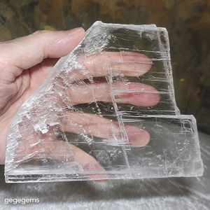 Gegegems premium 381 grams raw Selenite excellent transparency handheld decor display [Natural Crystal]