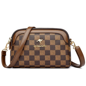 Fashionable Soft Leather Shoulder Crossbody Bag for Women Print Design Multi-Functional Ladies Small Square Bag Casual Style