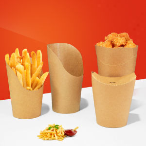 Disposable Kraft Paper Food Packaging Box Oil-resistant Side-opening Cup French Fries Chicken Leg Bucket Egg Tarts Cup