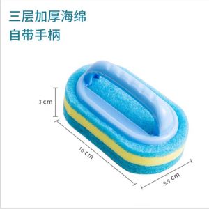 Thick Multifunctional Plastic Handles Sponge Brush Kitchen Bathroom Cleaning Sponge Brush Plastic Handle Sponge Bath Bottom Bath Brush Span Pemberus Tebal Dapur