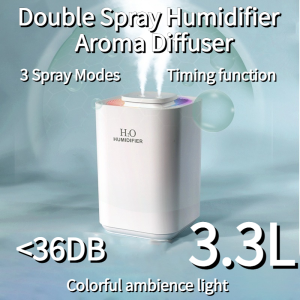 Large Capacity 3.3L Quiet Humidifier Aroma Diffuser Ultrasonic Mist Maker with Timer Function for Bedroom and Home