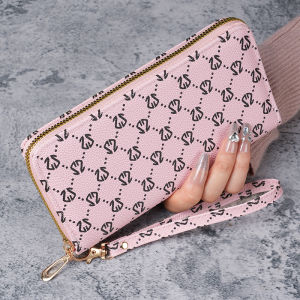 Elegant Long Womens Wallet Luxury Fashion Zipper Large Capacity Handheld Phone Bag Multi-Functional Printed Leather Purse
