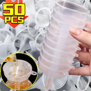 กรวยใสขนาดเล็กมีช่องใสสำหรับใส่น้ำหอมเครื่องจ่ายเครื่องสำอางอุปกรณ์ในห้องปฏิบัติการสำหรับ Corong Minyak ของเหลวในห้องแล็บจำนวน1/50ชิ้น