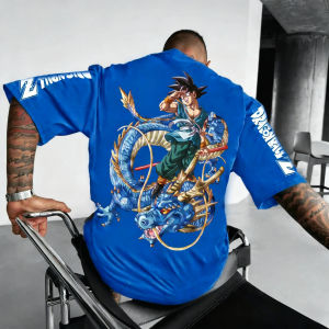Dragon Ball Y2K Versatile T-shirt Mens Autumn/Winter New Shenron Anime Printed Casual Harajuku Loose Plus Size Parent-child Top