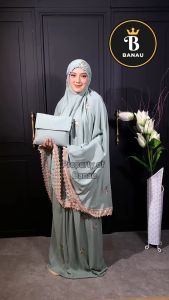 Mukena Natasha Dewasa Jumbo Rayon Premium Terbaru Motif Melati 2 By Banau