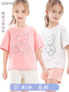 Girls Short Sleeve T-Shirt Summer New Style Childrens Top Middle Size Childrens White Base Shirt Fashionable Kids Clothing