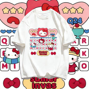 Sanrio | 2026 Summer Hello Kitty Retro Keyboard Theme Cotton Printed Extra Large T-Shirt for Adults Children Parent-Child Sets