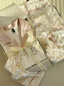 น่ารัก กระต่ายกํามะหยี่ ชุดนอน ผู้หญิง อุ่น เสื้อผ้าบ้าน น่ารัก ชุดนอนกล่องของขวัญวันเกิด แขนยาว ฤดูใบไม้ร่วง ฤดูหนาว สไตล์