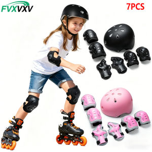 7PCS Kids Bike Helmet Set with Knee & Elbow Pads Wrist GuardsAdjustable Safety Helmet for Toddler Kids 3-10 Years Boys Girls