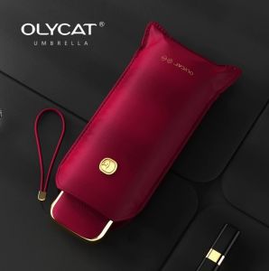 LORDWEY & OLYCAT ร่มพับห้าตอนสำหรับผู้หญิงร่มกันยูวีแบบพกพาเดินทางของเด็กผู้หญิงร่มอาบแดดขนาดเล็กกระเป๋าป้องกันร่มแบน