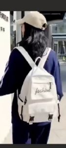 {Local shipping} Backpack Korean version of Harajuku ulzzang large capacity canvas backpack campus White