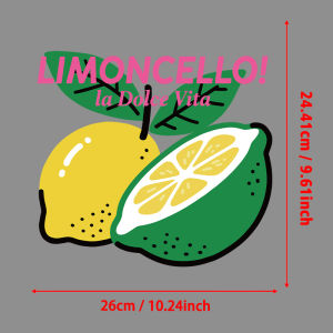 Limoncello La Dolce Vita Lemon Print Iron-On Transfers Stickers For T-Shirts/Bags DIY Washable Heat Transfer Sticker