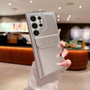 Vegan Leather Solid Color Wallet Case For Samsung Galaxy S26 Ultra S25 S24 S23 Plus Card Slot Stand Anti-Shock Cover