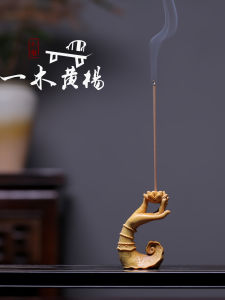 Authentic Small Leaf Boxwood Carving Home Decor Incense Tray Lotus Flower Incense Holder Home Decoration Buddha Hand Piece