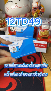 (DATA SIÊU KHỦNG) Sim 5G Vinaphone 12TD49 - 100GB /tháng Không Giới Hạn Truy Cập Tốc Độ Theo Ngày - Sim Dùng Toàn Quốc Bảo Hành 12 Tháng . FREESHIP - CHƯA KÍCH HOẠT.