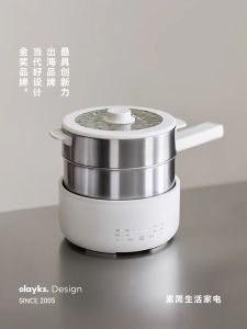 Olayks Instant Small Steel Stove 2.5L Stainless Steel Electric Cooking Pot No Coating Multi-Function Detachable Mini Electric Wok