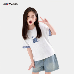 SQTN.KIDS | Casual Loose Fit Short Sleeve T-Shirt Girls
