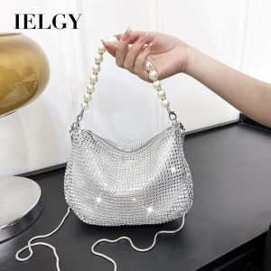 IELGY Pearl Portable Imitation Full Diamond Bag Handbag Shoulder Fashion Female Bag